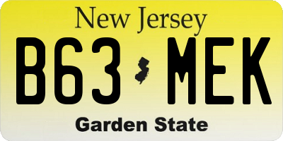 NJ license plate B63MEK