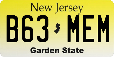 NJ license plate B63MEM