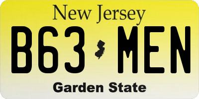 NJ license plate B63MEN