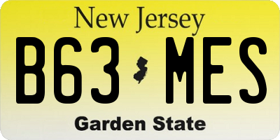 NJ license plate B63MES