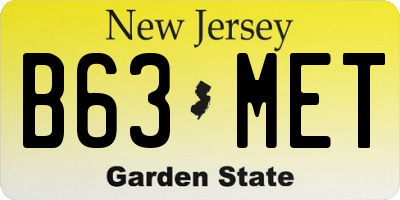 NJ license plate B63MET