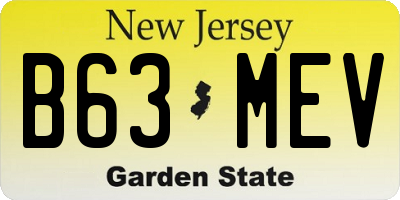 NJ license plate B63MEV
