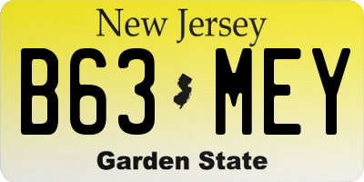 NJ license plate B63MEY