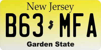 NJ license plate B63MFA