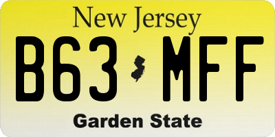 NJ license plate B63MFF