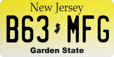 NJ license plate B63MFG