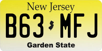 NJ license plate B63MFJ