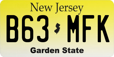 NJ license plate B63MFK