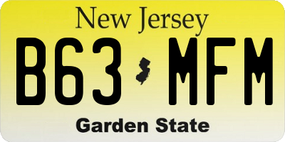 NJ license plate B63MFM