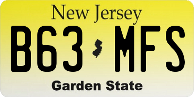 NJ license plate B63MFS