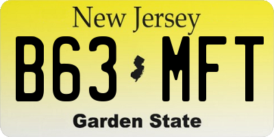 NJ license plate B63MFT