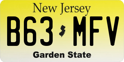 NJ license plate B63MFV