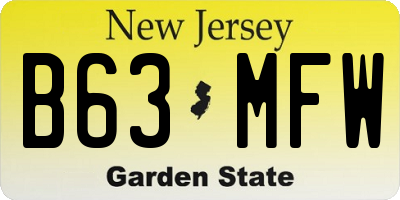 NJ license plate B63MFW