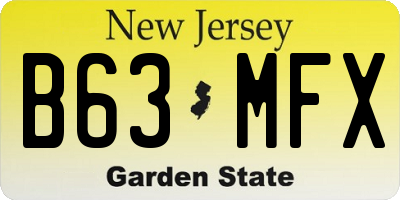 NJ license plate B63MFX