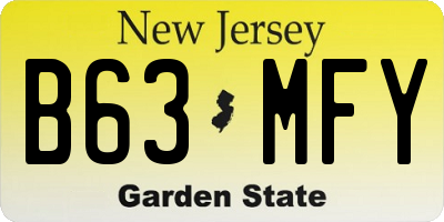 NJ license plate B63MFY