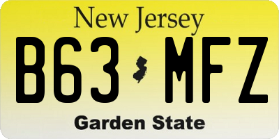 NJ license plate B63MFZ