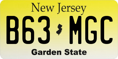 NJ license plate B63MGC
