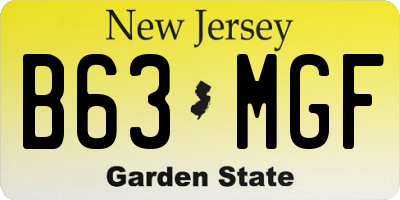 NJ license plate B63MGF