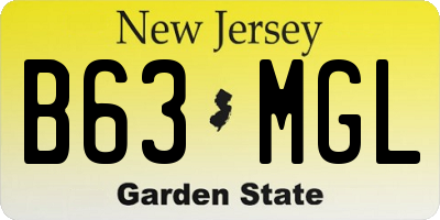 NJ license plate B63MGL