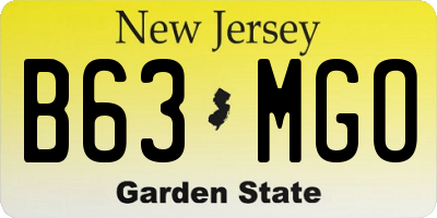 NJ license plate B63MGO