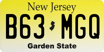 NJ license plate B63MGQ