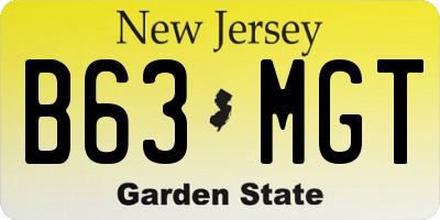 NJ license plate B63MGT