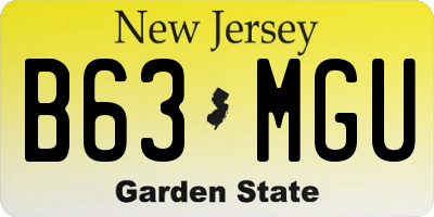NJ license plate B63MGU