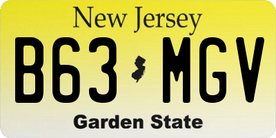 NJ license plate B63MGV