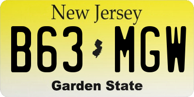 NJ license plate B63MGW