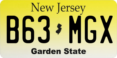 NJ license plate B63MGX