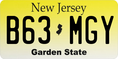 NJ license plate B63MGY