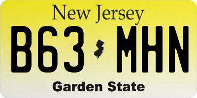 NJ license plate B63MHN