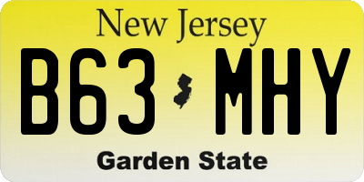 NJ license plate B63MHY