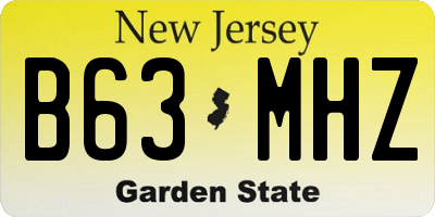 NJ license plate B63MHZ