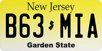 NJ license plate B63MIA