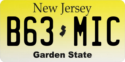 NJ license plate B63MIC