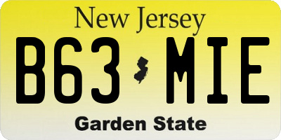 NJ license plate B63MIE