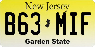 NJ license plate B63MIF