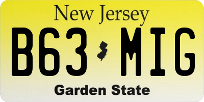 NJ license plate B63MIG