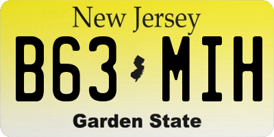 NJ license plate B63MIH