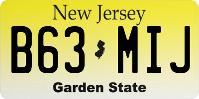 NJ license plate B63MIJ
