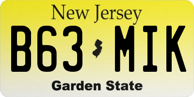 NJ license plate B63MIK