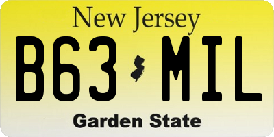 NJ license plate B63MIL