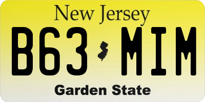 NJ license plate B63MIM