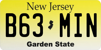 NJ license plate B63MIN