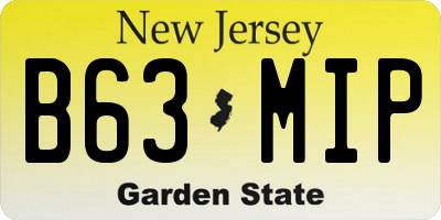 NJ license plate B63MIP