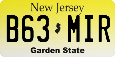 NJ license plate B63MIR