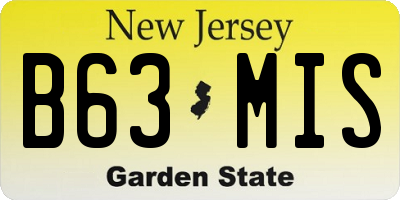 NJ license plate B63MIS