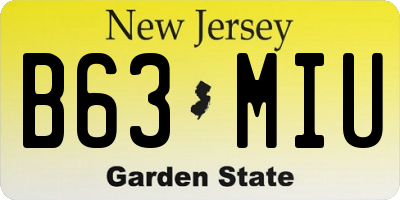 NJ license plate B63MIU