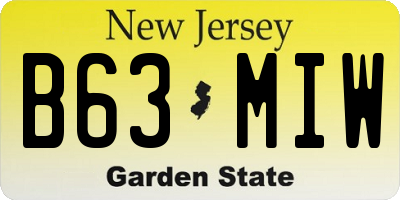 NJ license plate B63MIW